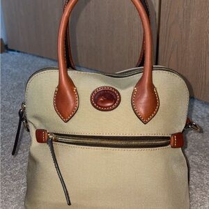 Dooney & Bourke Cream and Brown Satchel